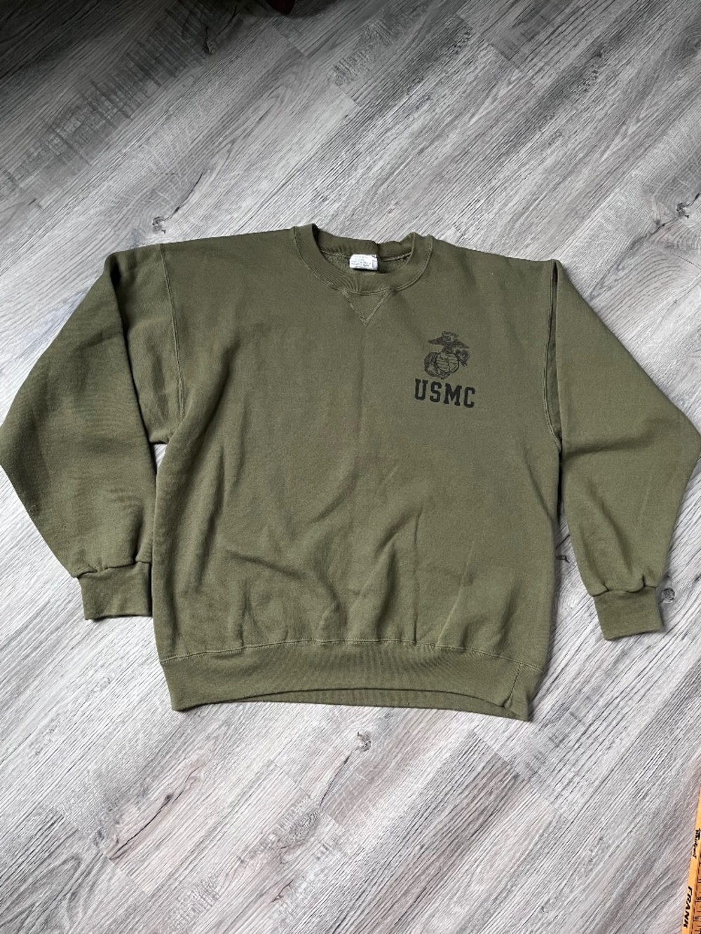 Vintage Soffe USMC Marine Corps Sweatshirt L Green USA Made Pullover Workout